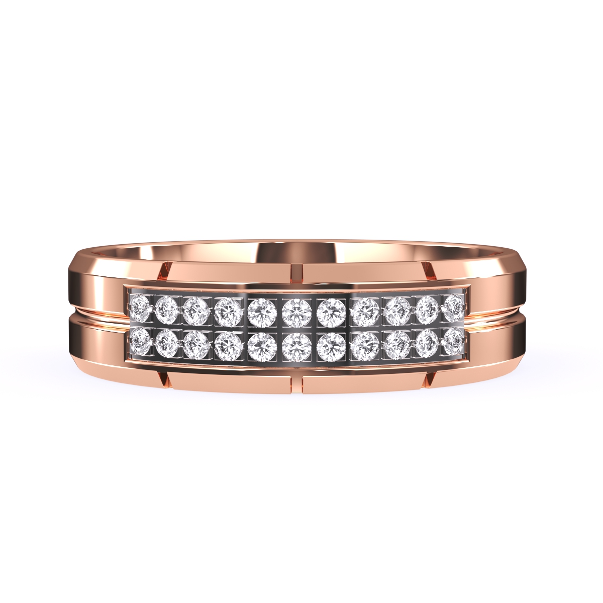 Round Diamond Two Row Diamond Ring For Her